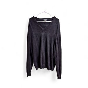 CR 100% Cashmere Black V-Neck Sweater Men’s XL Long Sleeve Classic Knit